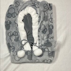Disney One Size One Piece Sleeper Gray Mickey Print Fleece